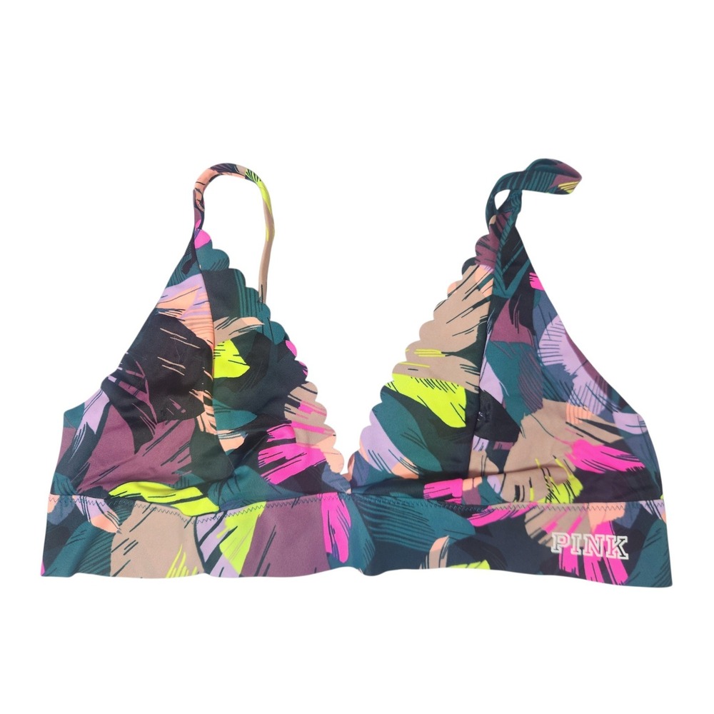 PINK Victoria's Secret Bralette Womens Medium Multicolor Tropical Bonded Scallop